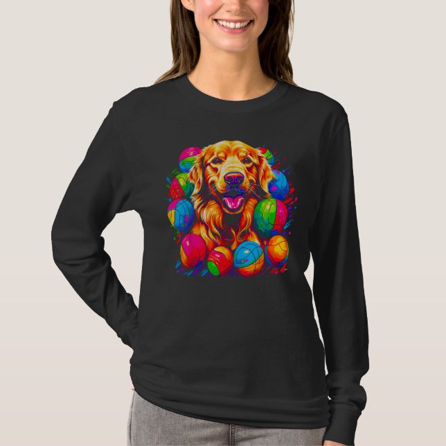 Camiseta Art Golden Retriever Dog Volleyball (Anverso)