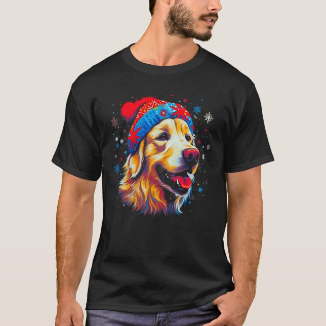 Camiseta Art Golden Retriever Dog Xmas (Anverso)