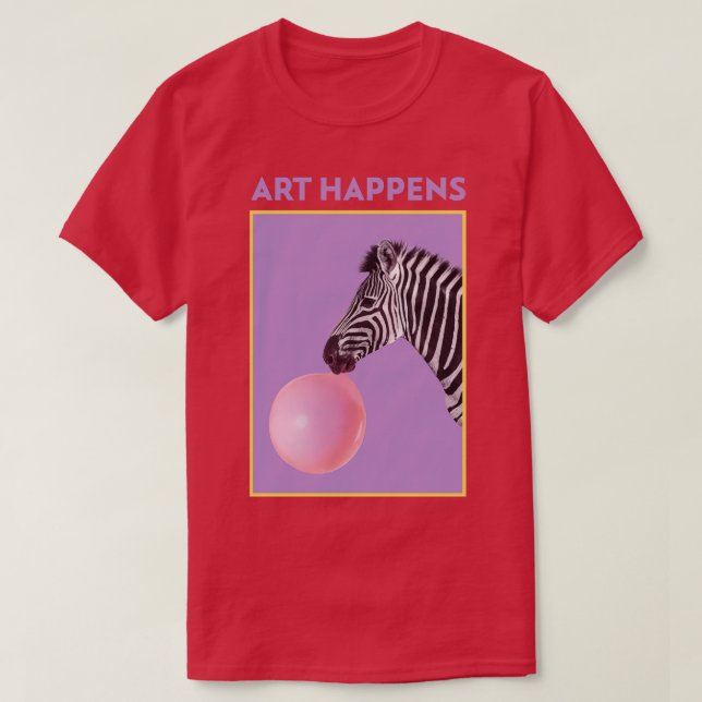 Camiseta Art Happens Art Zebra Bubble Gum (Diseño del anverso)