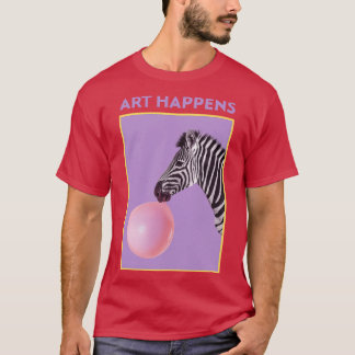Camiseta Art Happens Art Zebra Bubble Gum