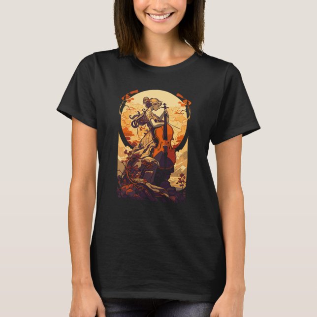 Camiseta Art Nouveau Cello Girl Beautiful Cello Player (Anverso)