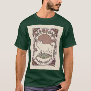 Camiseta Art Nouveau Cerdo Amapola Marco Hora del 