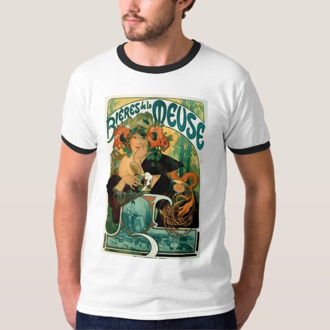 Camiseta Art Nouveau de Mucha: Bieres de la Meuse (Anverso)