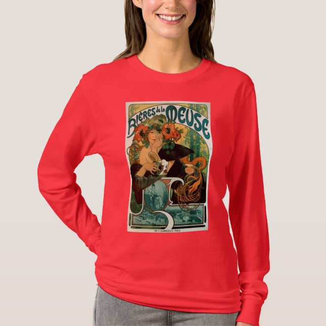 Camiseta Art Nouveau de Mucha: Bieres de la Meuse (Anverso)