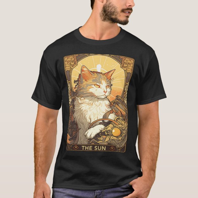 Camiseta Art Nouveau The Sun Tarot Card Cat Taro (Anverso)