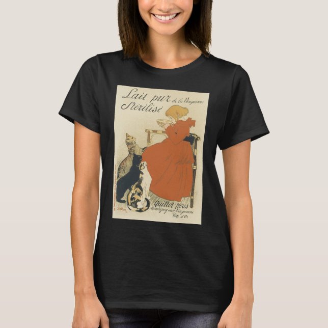 Camiseta Art Nouveau victoriano vintage, Chica con gatos de (Anverso)