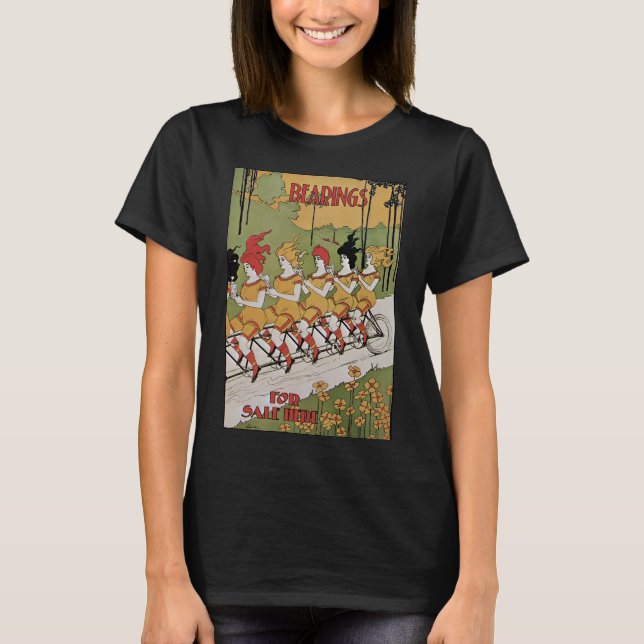 Camiseta Art Nouveau vintage, bicicleta tándem Beart (Anverso)