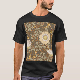 Camiseta Art Nouveau: Vintage floral decorativo.