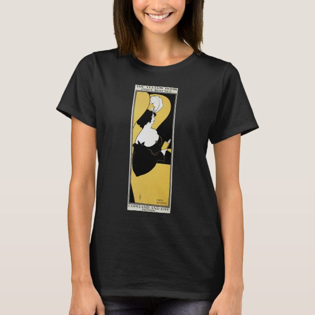 Camiseta Art Nouveau vintage, mujer leyendo libro amarillo (Anverso)