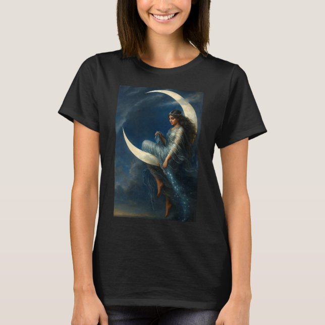 Camiseta Art Nouveau Woman on Crescent Moon (Anverso)