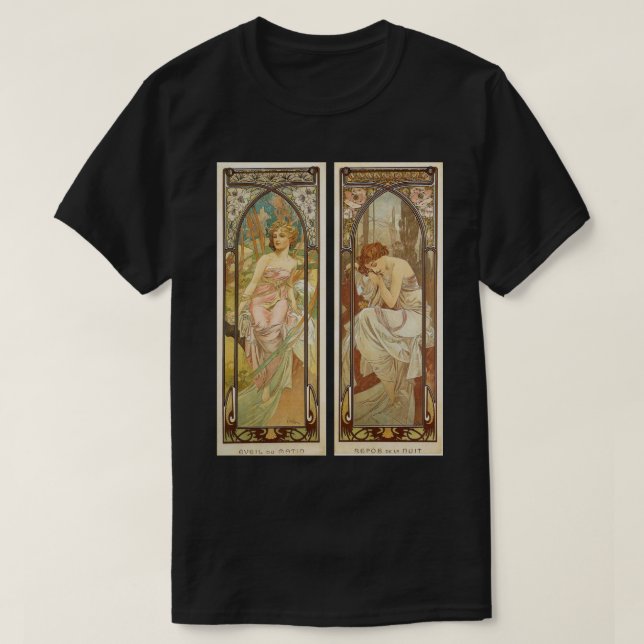 Camiseta Art Nuevo Mujeres mañana despertar a Alphonse Much (Diseño del anverso)