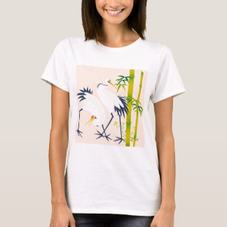 Camiseta art of beautiful cranes in the bamboo thicket