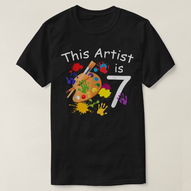 Camiseta Art Painting de 7 años Fiesta de cumpleaños 700 (Diseño del anverso)