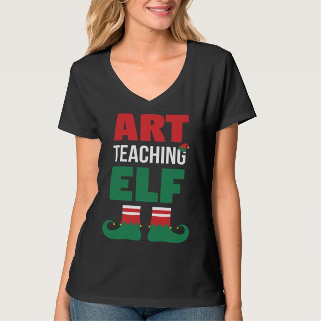 Camiseta Art Teacher Christmas  Art Teaching Elf Teacher (Anverso)