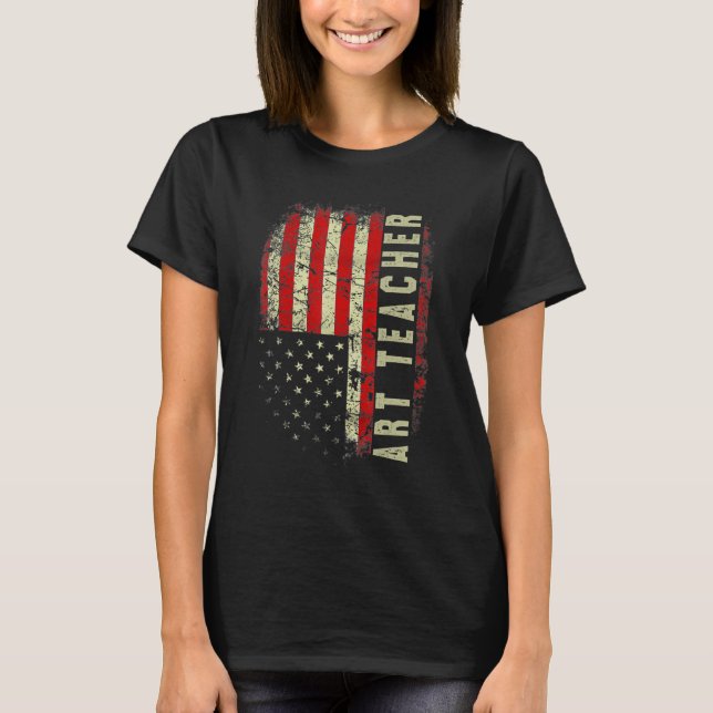 Camiseta Art Teacher Day 4th Of July US Flag Patriotic Teac (Anverso)
