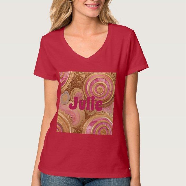 Camiseta Art V-Neck de AI Rosa de Oro femenino (Anverso)