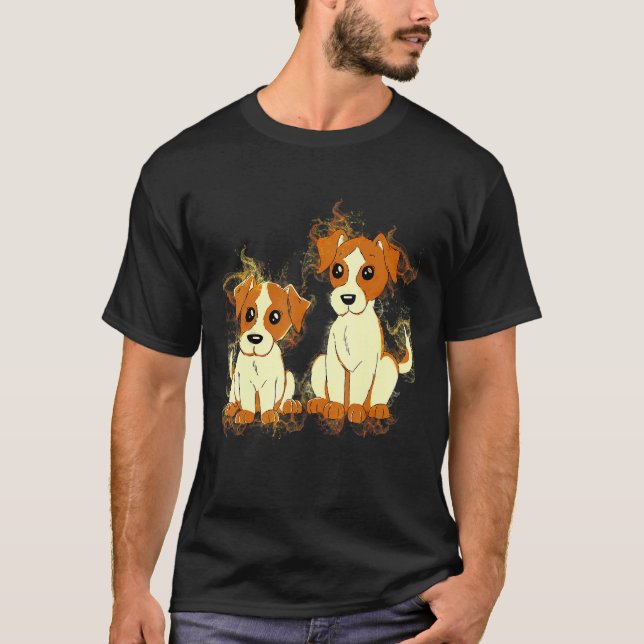 Camiseta Art Watercolor Jack Russell Terrier Dogs (Anverso)
