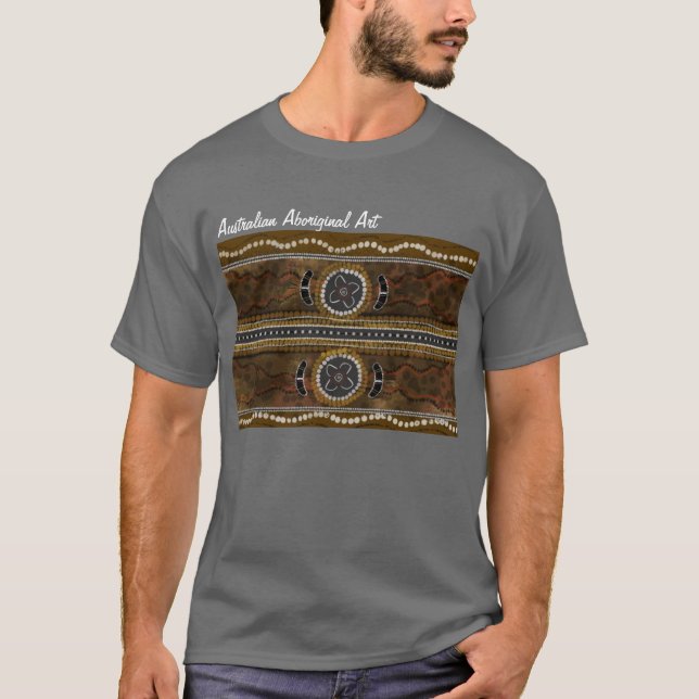 Camiseta Arte aborigen australiano - reunión de la comida (Anverso)