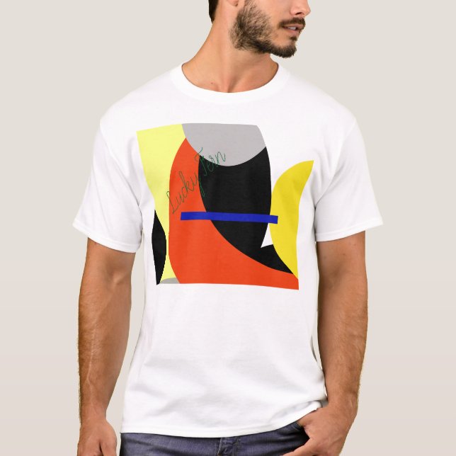 Camiseta Arte abstracto amarillo rojo azul (Anverso)