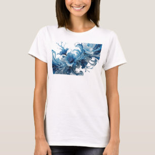 Camiseta Arte abstracto azul hermoso impresión de moda