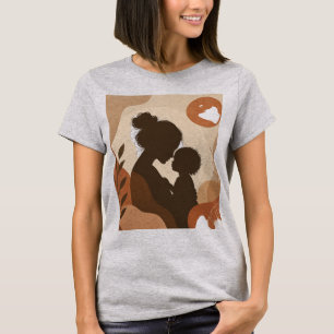 Camiseta Arte abstracto boho Silueta de madre e hijo Prin