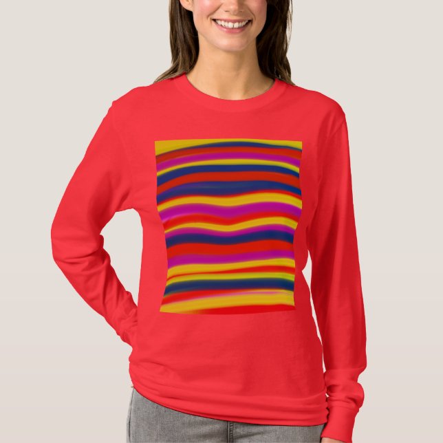 Camiseta Arte abstracto colorido a rayas (Anverso)
