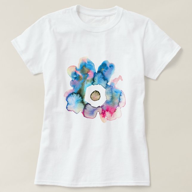 Camiseta Arte abstracto de acuarela floral dibujado a mano (Diseño del anverso)