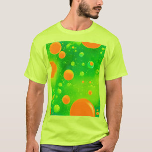 Camiseta Arte abstracto de burbujas naranja y verde