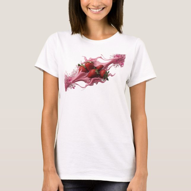 Camiseta Arte abstracto de fresas rosadas creativas (Anverso)