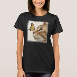 Camiseta Arte abstracto de gatos y mariposas