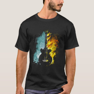 Camiseta Arte abstracto de guitarra fusión de fuego y agua