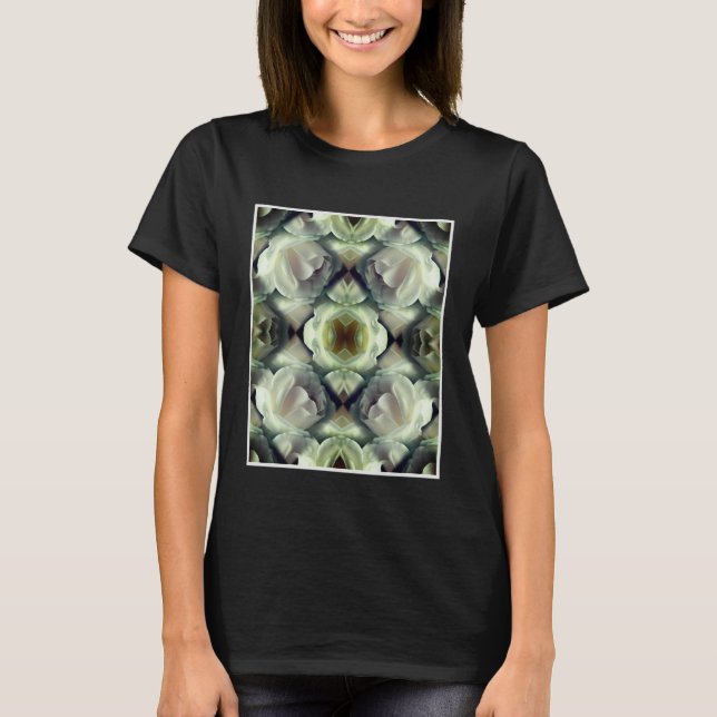 Camiseta Arte abstracto de la flor de rosa blanca (Anverso)