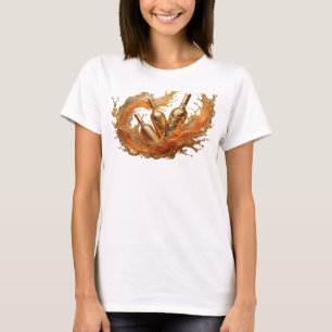 Camiseta Arte abstracto de naranja intenso impresión de mod