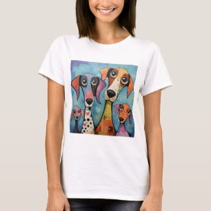 Camiseta Arte abstracto de perro colorido estilo caricatura