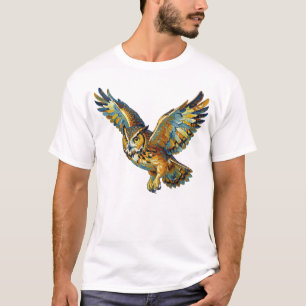 Camiseta Arte abstracto de pinceladas coloridas de búho vol
