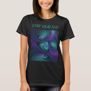 Camiseta Arte abstracto fractal moderno de púrpura y turque