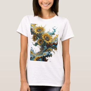 CAMISETA ARTE ABSTRACTO HERMOSO CON UN RAMO DE FLORES VIBRA