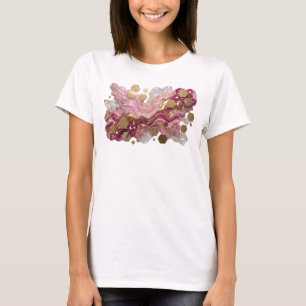 Camiseta Arte abstracto impreso en rosa atrevido
