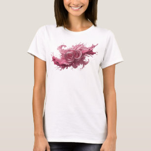 Camiseta Arte abstracto impreso en rosa intenso