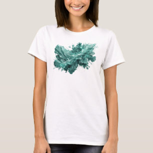 CAMISETA ARTE ABSTRACTO IMPRESO EN VERDE AZULADO VIBRANTE