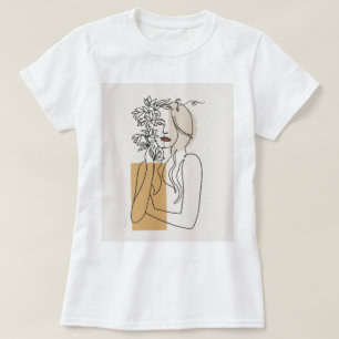 Camiseta Arte abstracto minimalista de mujer con líneas y f