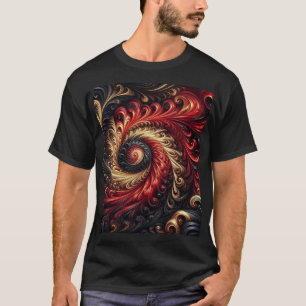Camiseta Arte abstracto moderno con remolinos rojos, negros