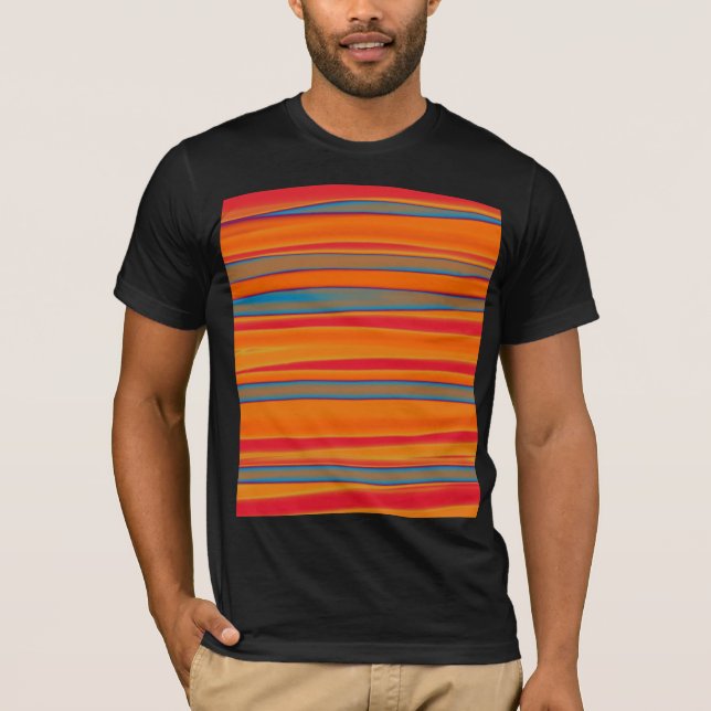 Camiseta Arte abstracto retro colorido a rayas (Anverso)