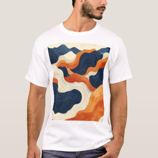 Camiseta Arte abstracto retro de líneas de contorno topográ