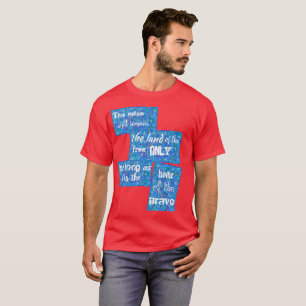 Camiseta arte abstracto tierra patriótica del patchwork lib