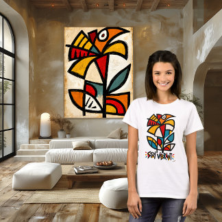 Camiseta Arte abstracto tribal de caléndula colorida y vibr