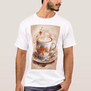 Camiseta Arte abstracto - Una gran taza de cappuccino cremo