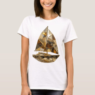 Camiseta Arte abstracto vibrante plateado impresión de moda