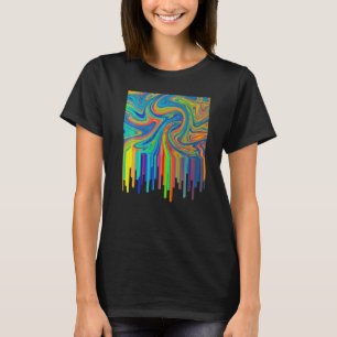 Camiseta Arte Acrílico Derramamiento Arte Pintura Artistas