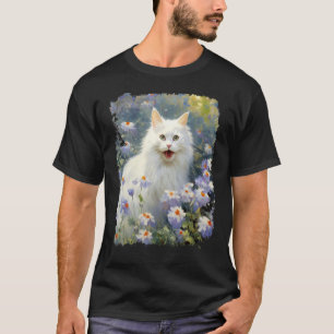 Camiseta Arte Acrílico Gato Blanco